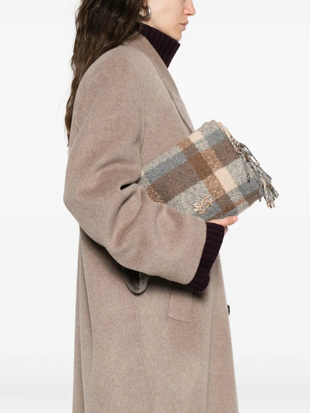 Secret Pon Pon Clutch xadrez com franjas | Image 2