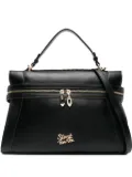 Secret Pon Pon double-zip leather shoulder bag - Black
