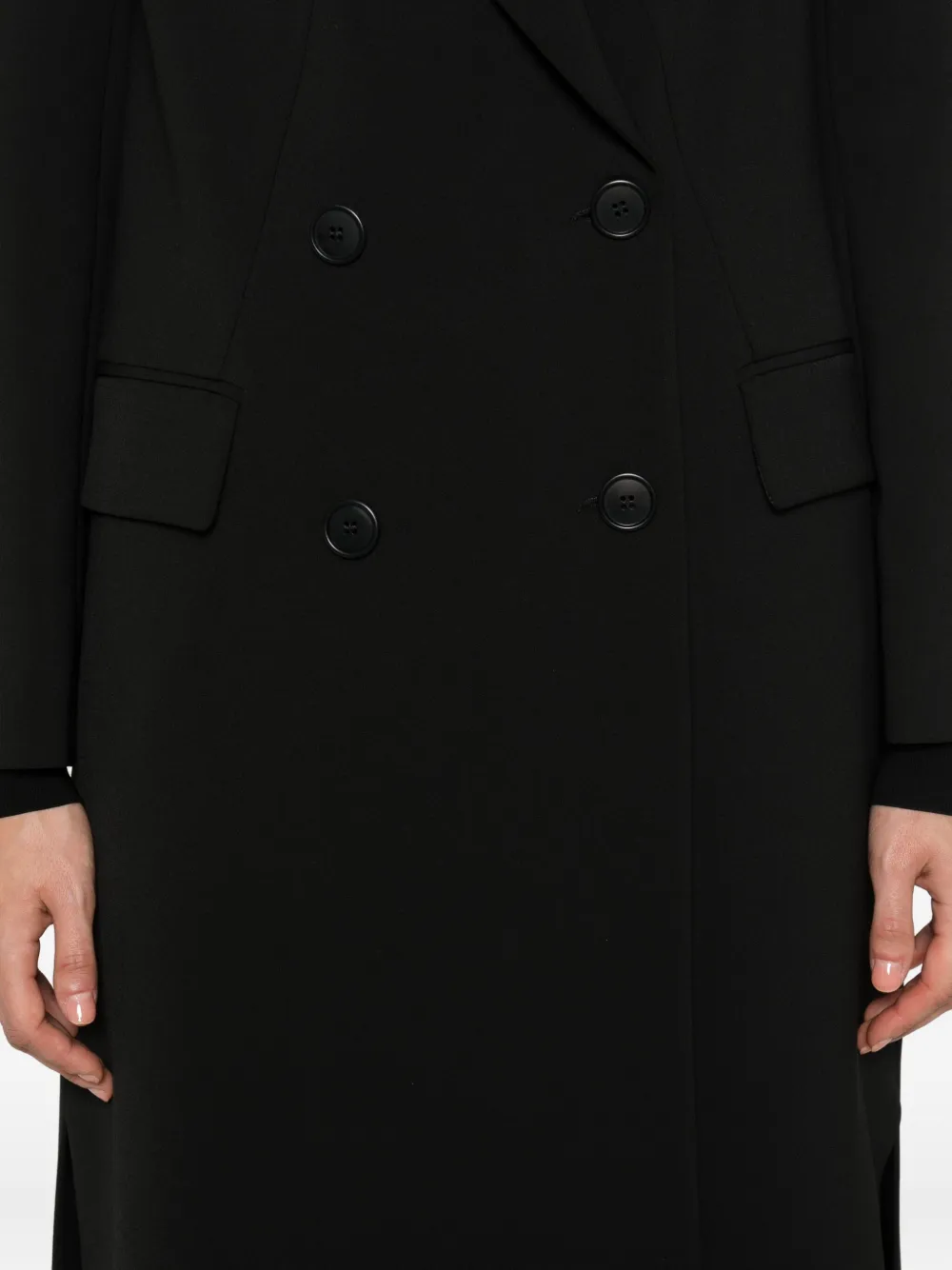 Cenere Peak-lapels Double-breasted Coat In Black