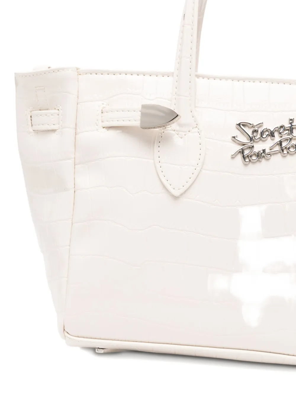 Secret Pon-pon Leather Shoulder Bag In White