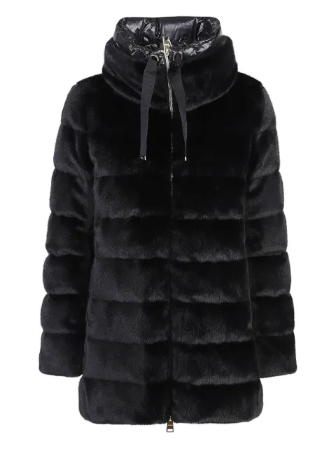 Herno quilted high-neck faux-fur coat