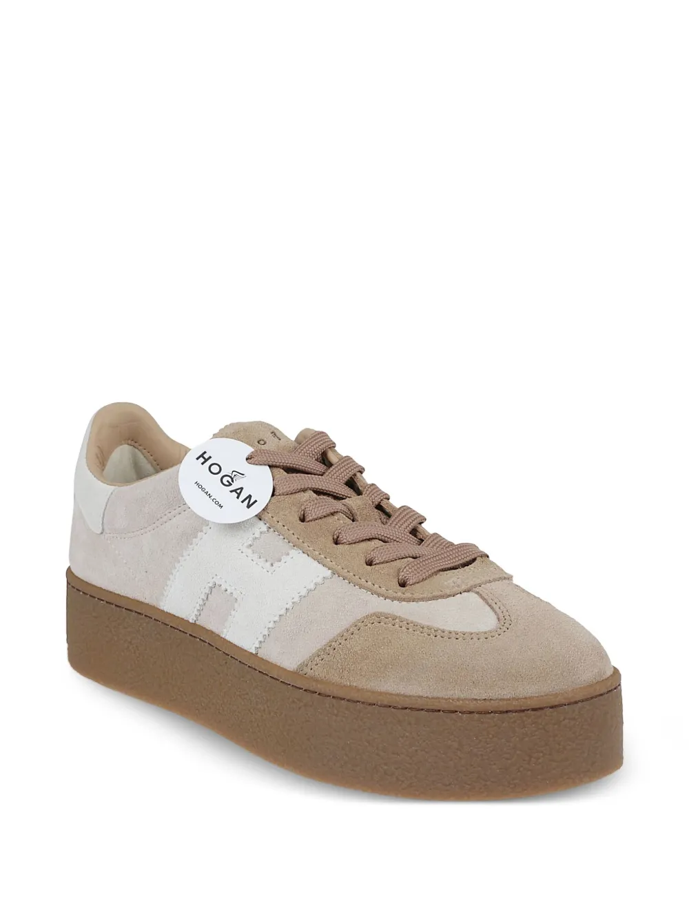 Hogan Leren sneakers met plateauzool - Beige