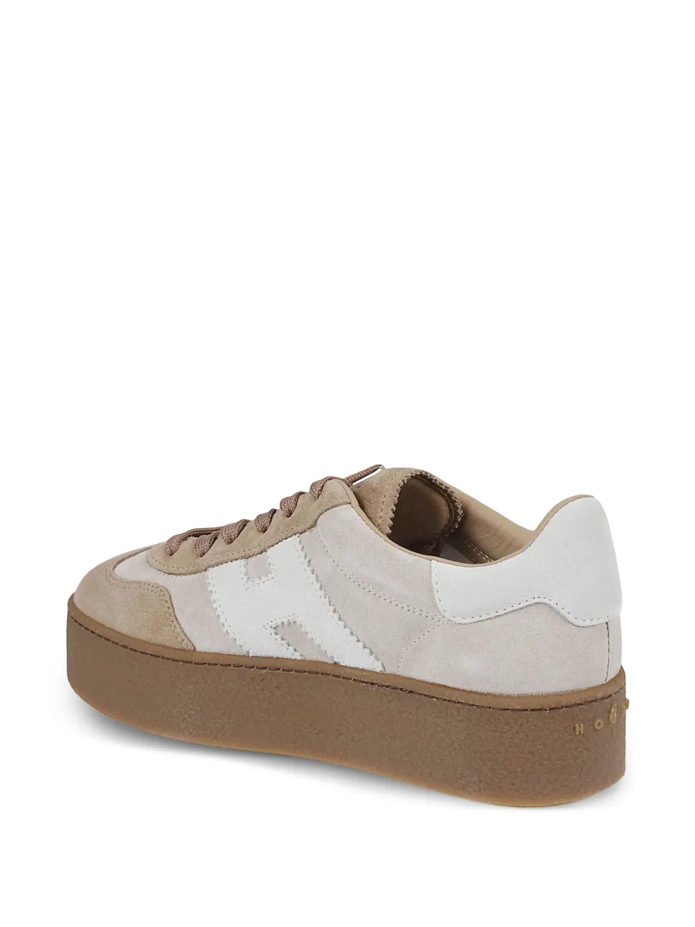Hogan Leren sneakers met plateauzool Beige
