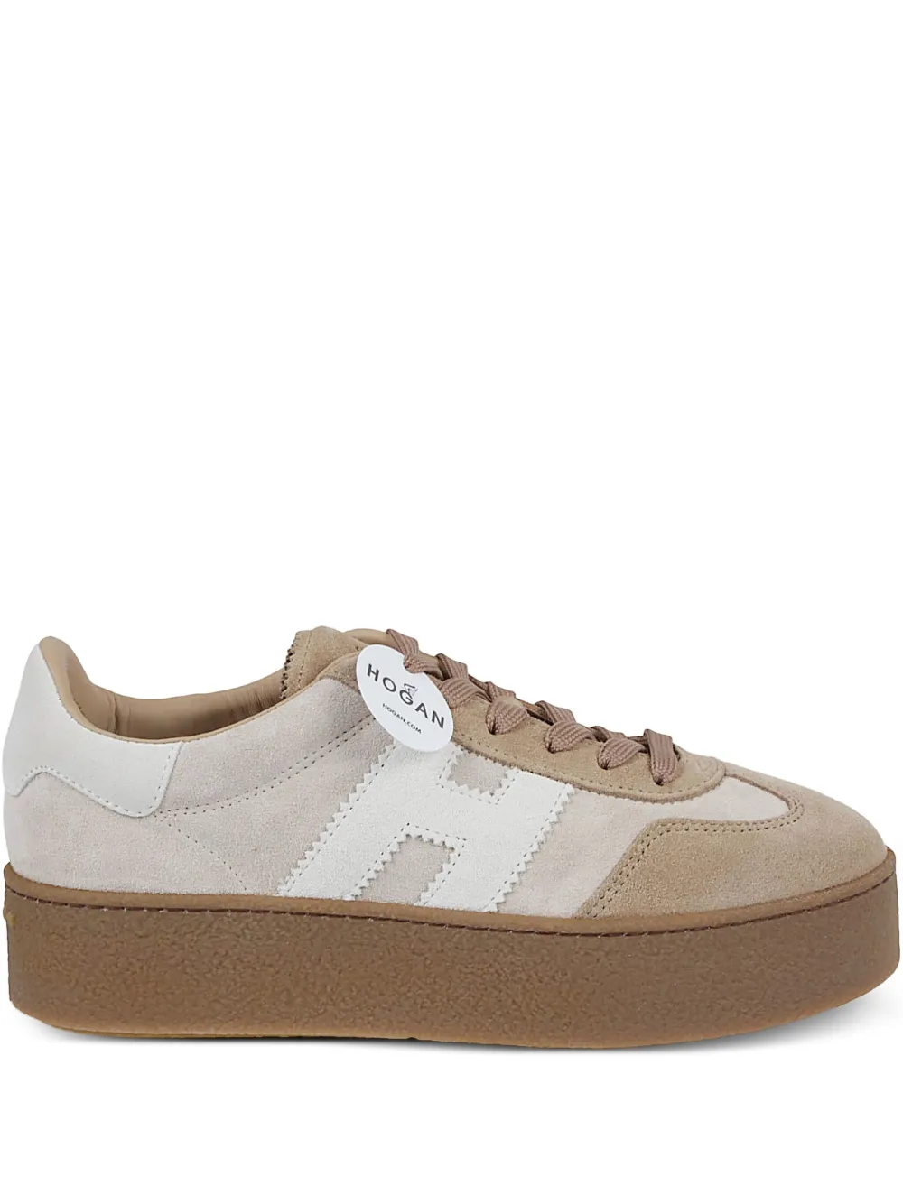 Hogan Leren sneakers met plateauzool Beige