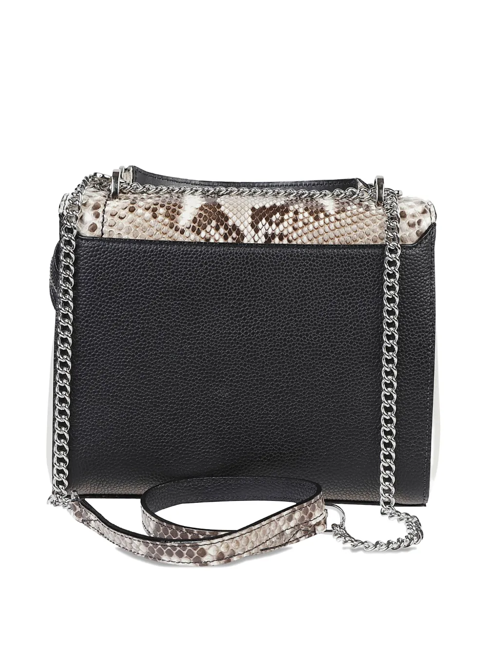 Lancel Schoudertas met kettinghengsel van pythonleer - Zwart