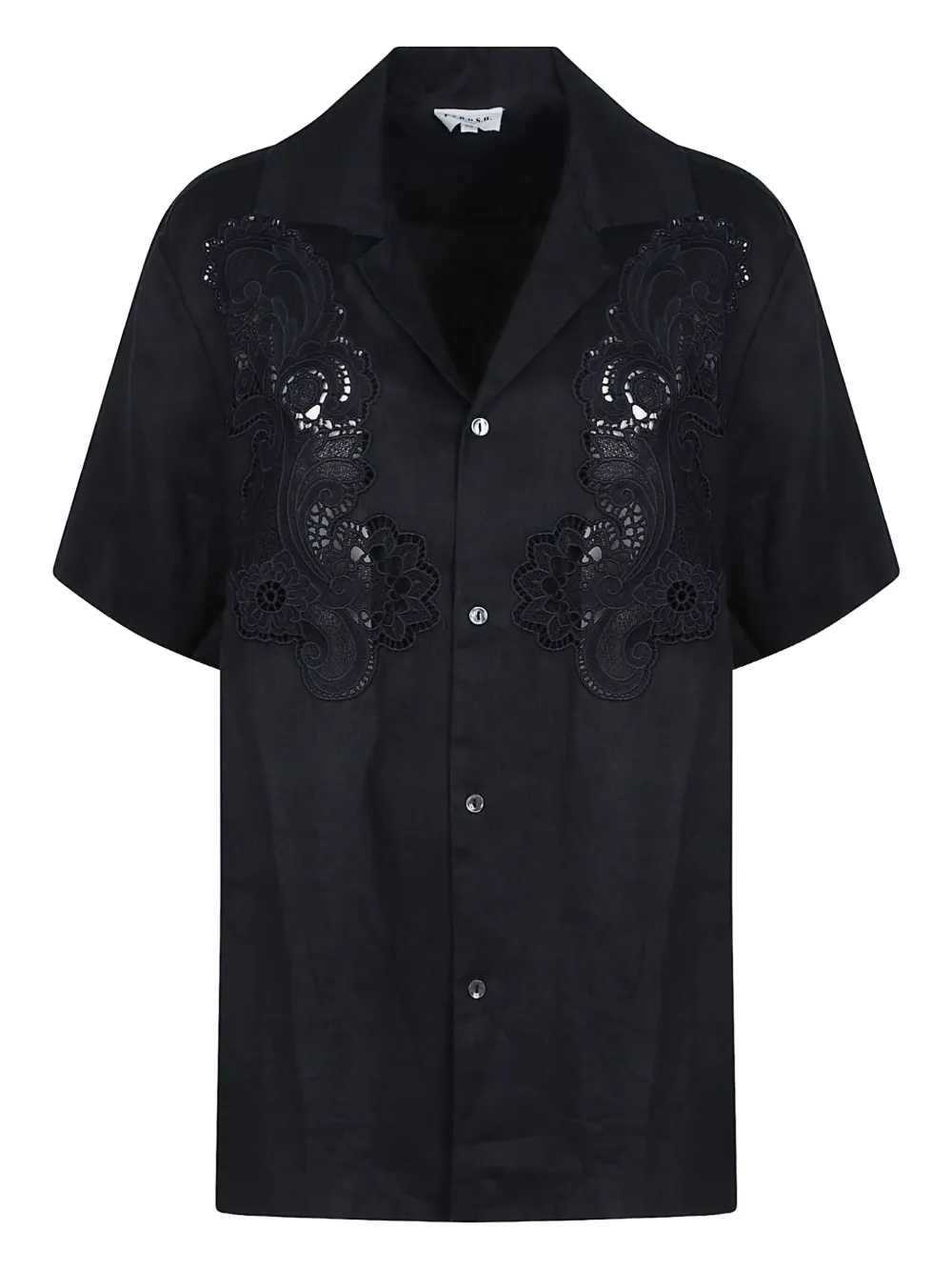 P.A.R.O.S.H. lace-panel linen shirt | Black | Image 1