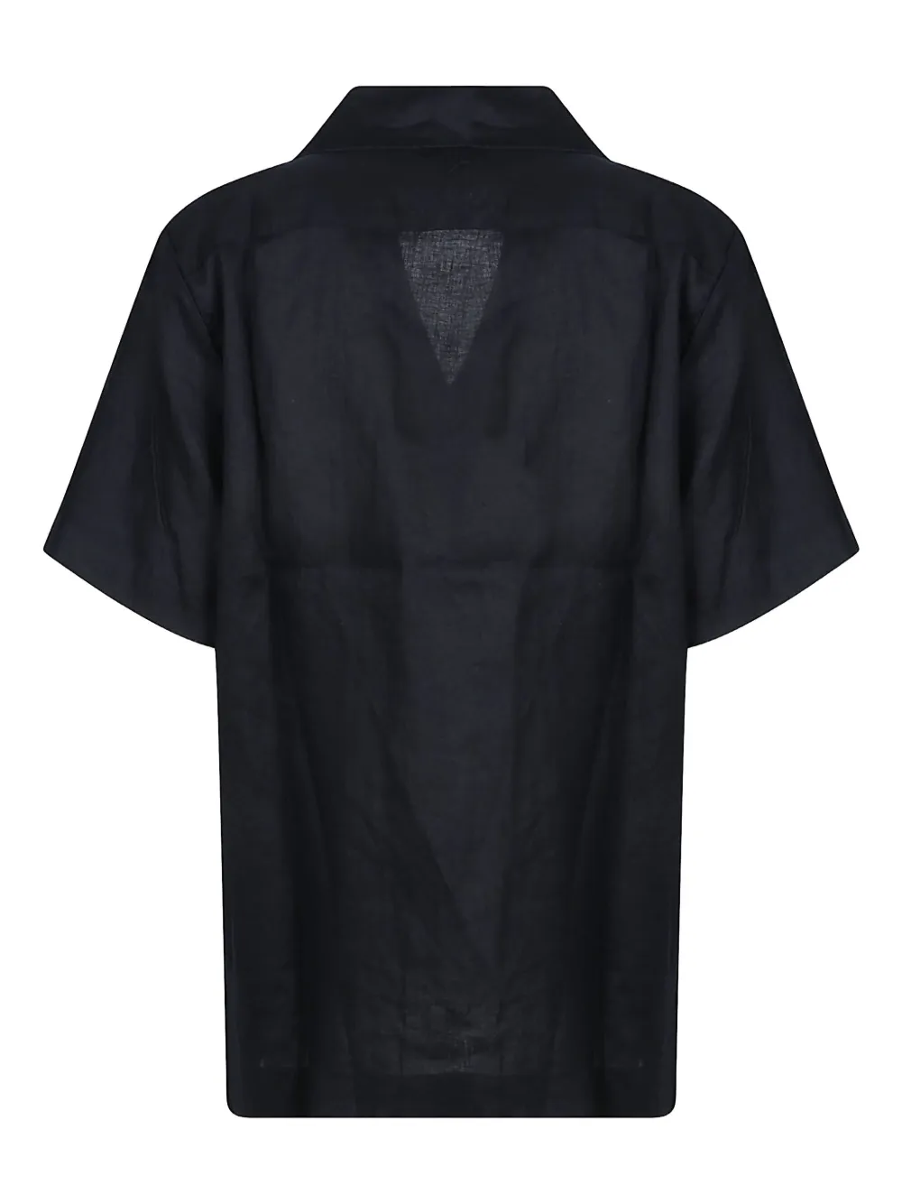 P.A.R.O.S.H. Linnen blouse met kanten vlak - Zwart