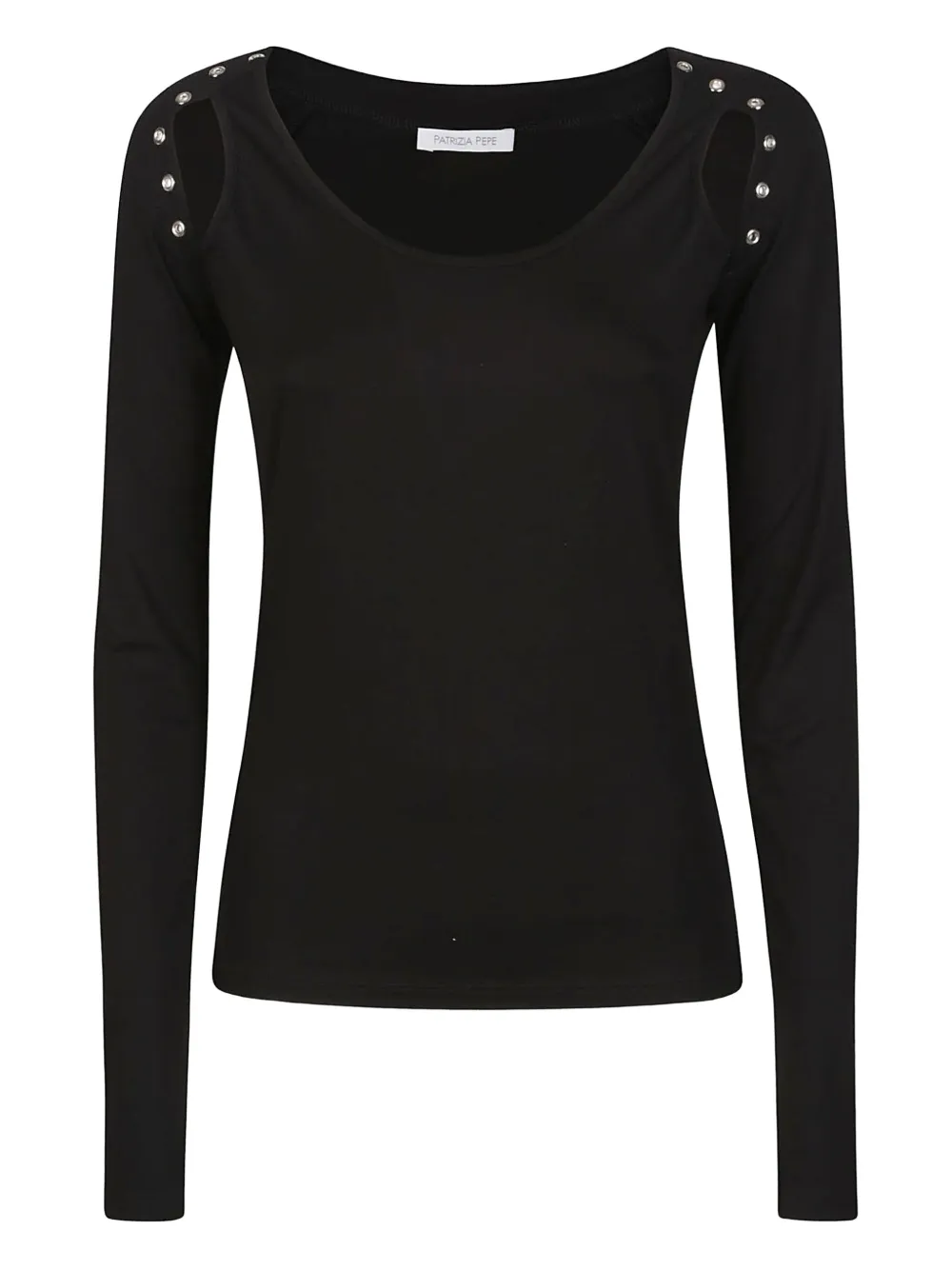 Patrizia Pepe shoulder-detail long-sleeve top | Black | Image 1