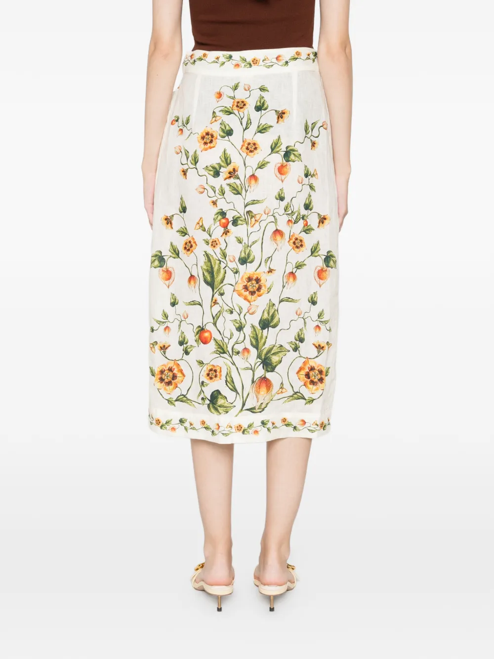 Agua By Agua Bendita Luna Floral-print Linen Midi Wrap Pareo In White