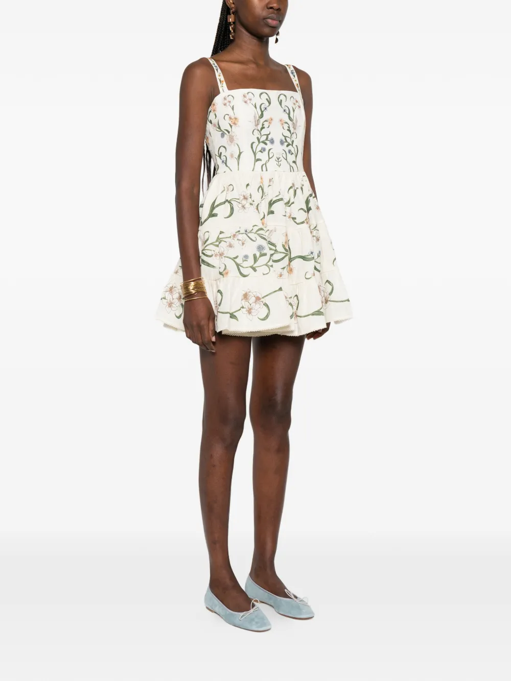 Agua By Agua Bendita Lima Laguna gelaagde mini-jurk met bloemen-print Beige