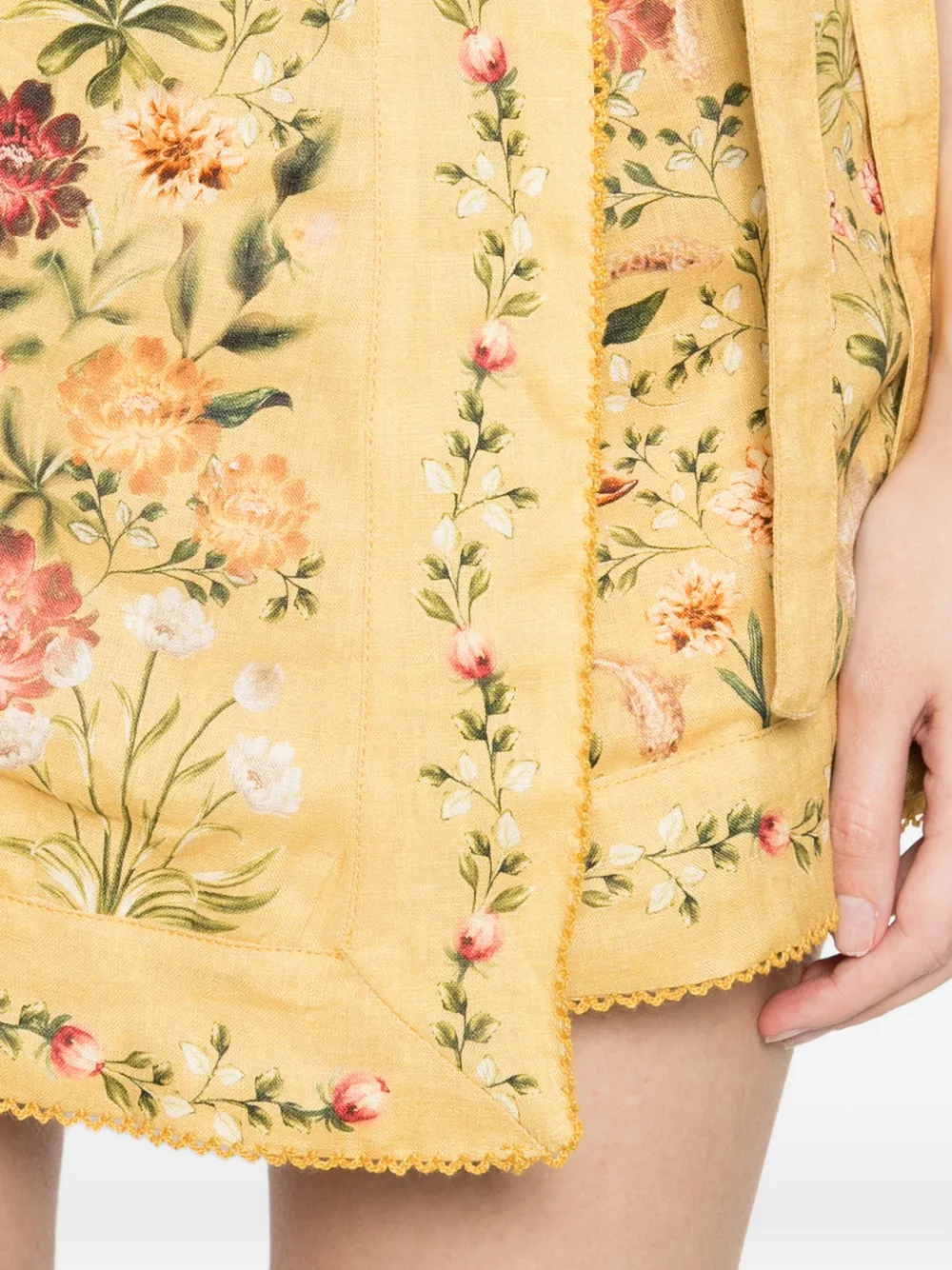 Agua By Agua Bendita Luna Paramo Floral Tie Skirt In Yellow