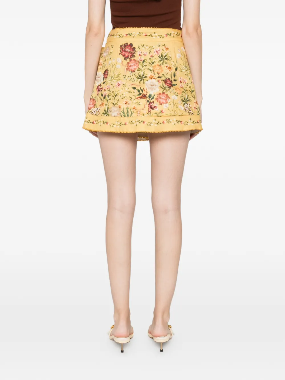 Agua By Agua Bendita Luna Paramo Floral Tie Skirt In Yellow