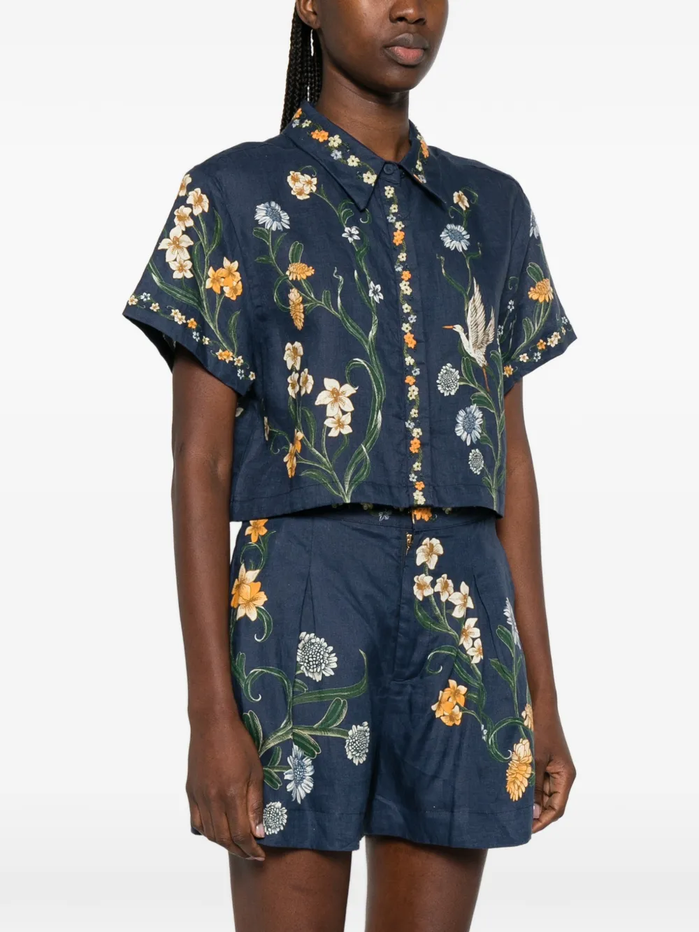 Agua By Agua Bendita Virtuosa cropped blouse met bloemenprint Blauw
