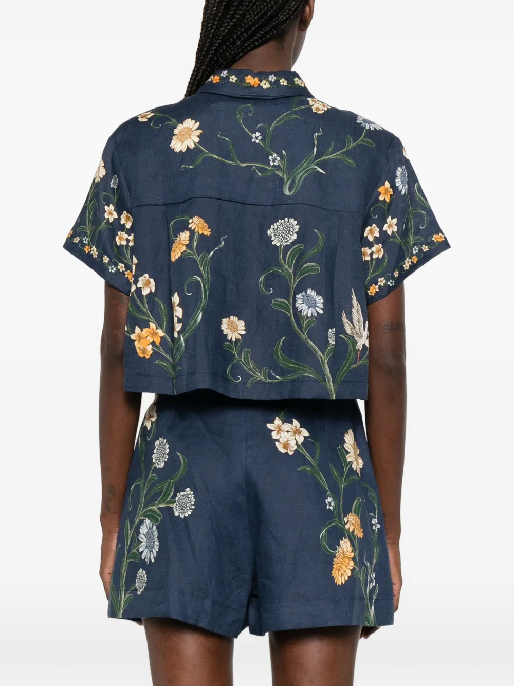 Agua By Agua Bendita Virtuosa cropped blouse met bloemenprint Blauw