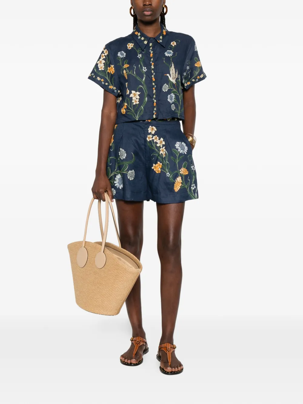 Agua By Agua Bendita Virtuosa cropped blouse met bloemenprint Blauw