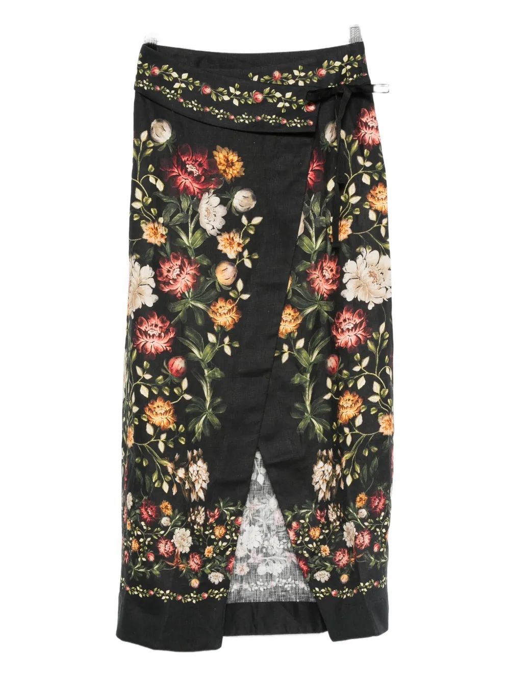 Agua By Agua Bendita Pareo Midi floral skirt - Nero