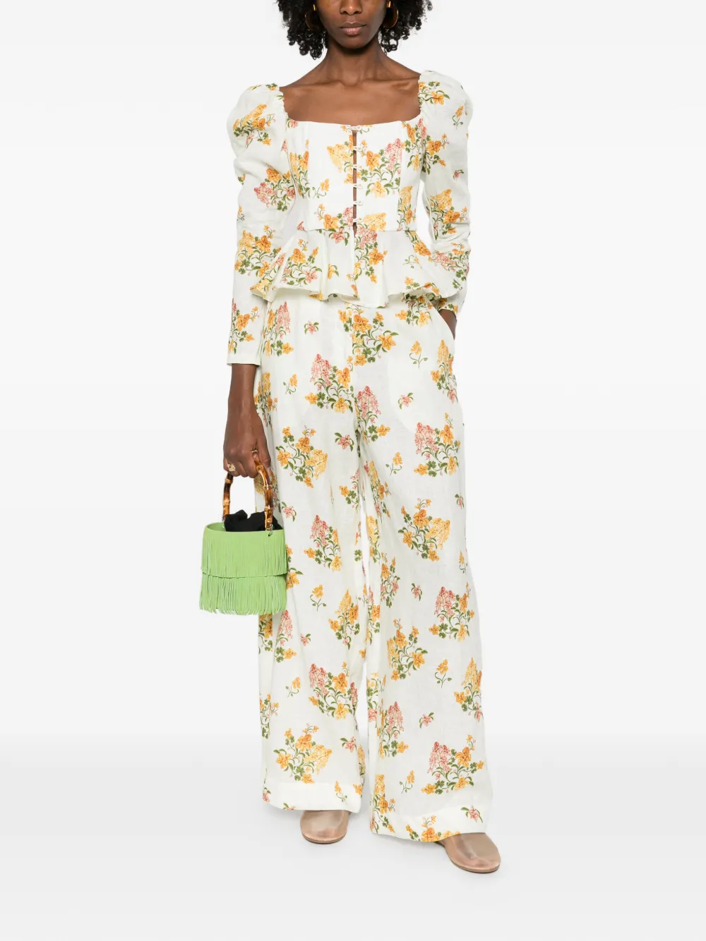 Agua By Agua Bendita Tota Cordillera floral palazzo pants - Wit