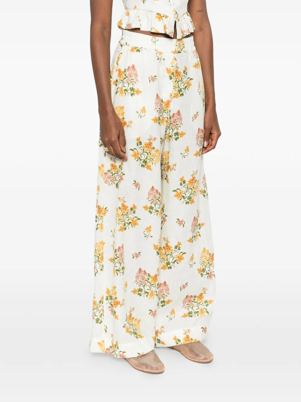 Agua By Agua Bendita Tota Cordillera palazzo broek met bloemenprint Wit