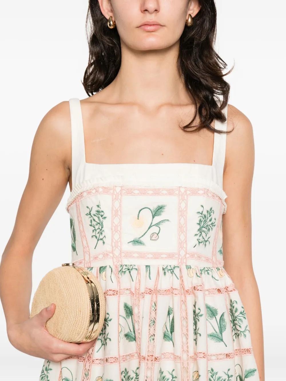 Agua By Agua Bendita Strappy Floral Mini Dress In Neutral