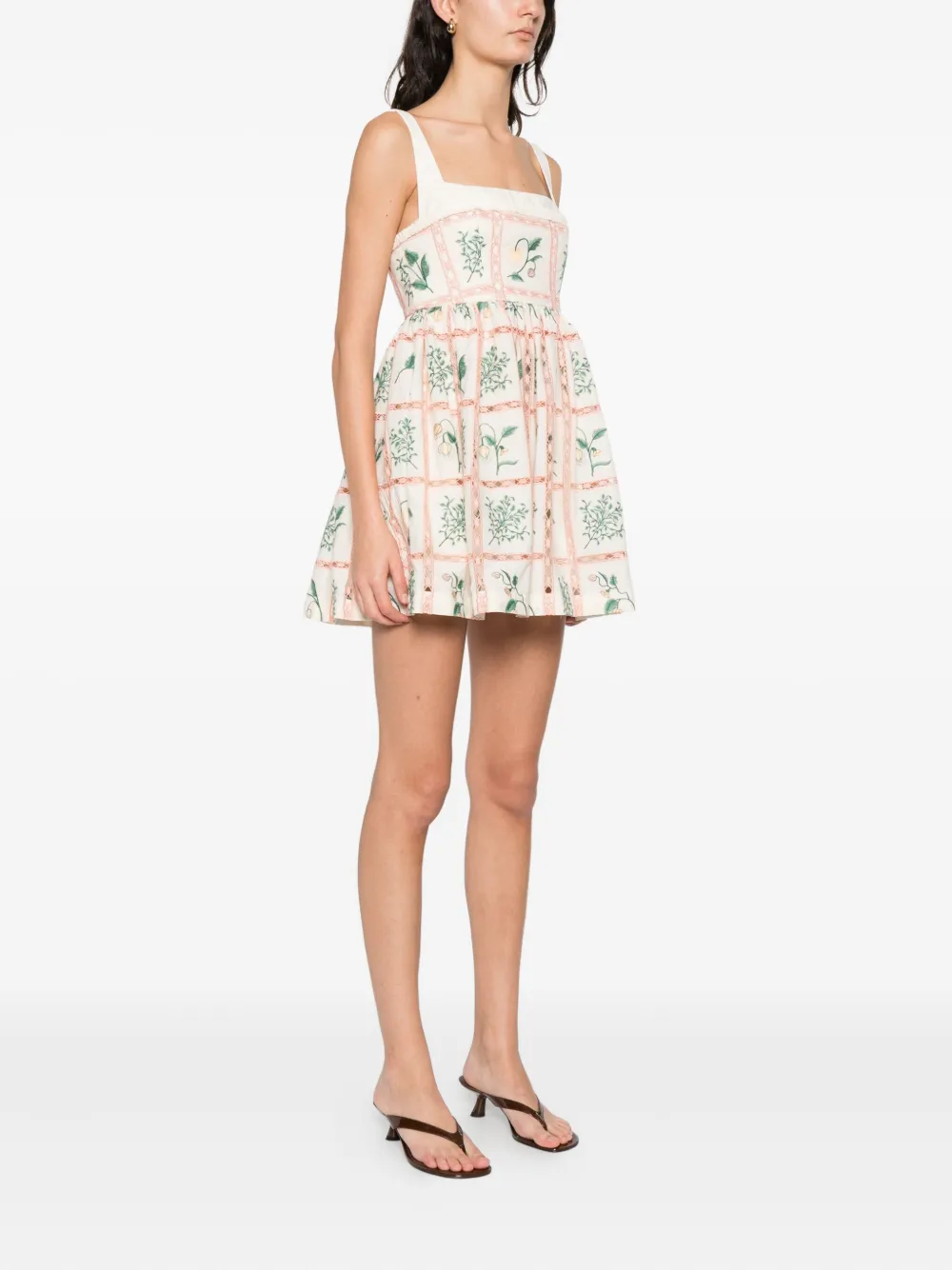 Agua By Agua Bendita Strappy Floral Mini Dress In Neutral