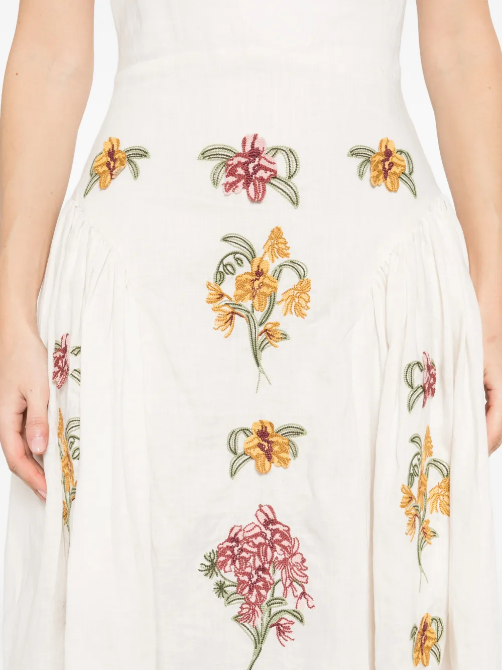 Agua By Agua Bendita Balsa Cordillera midi-jurk met halternek Beige