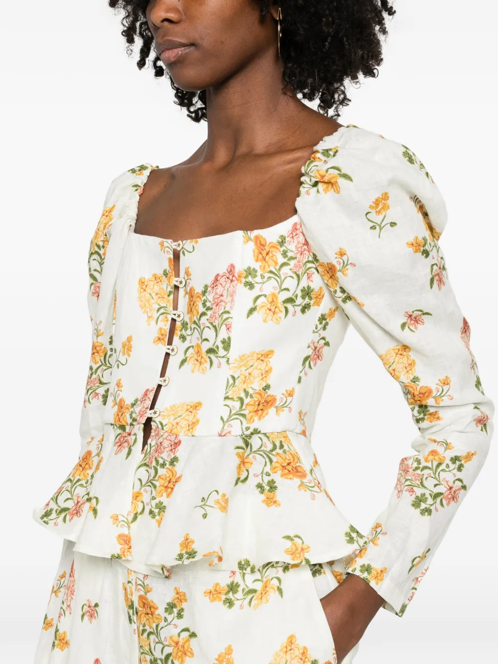 Agua By Agua Bendita Bromelia Cordillera korset top met bloemenprint Wit