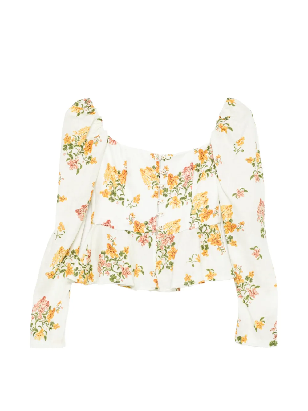 Agua By Agua Bendita Bromelia Cordillera floral corset top - Bianco