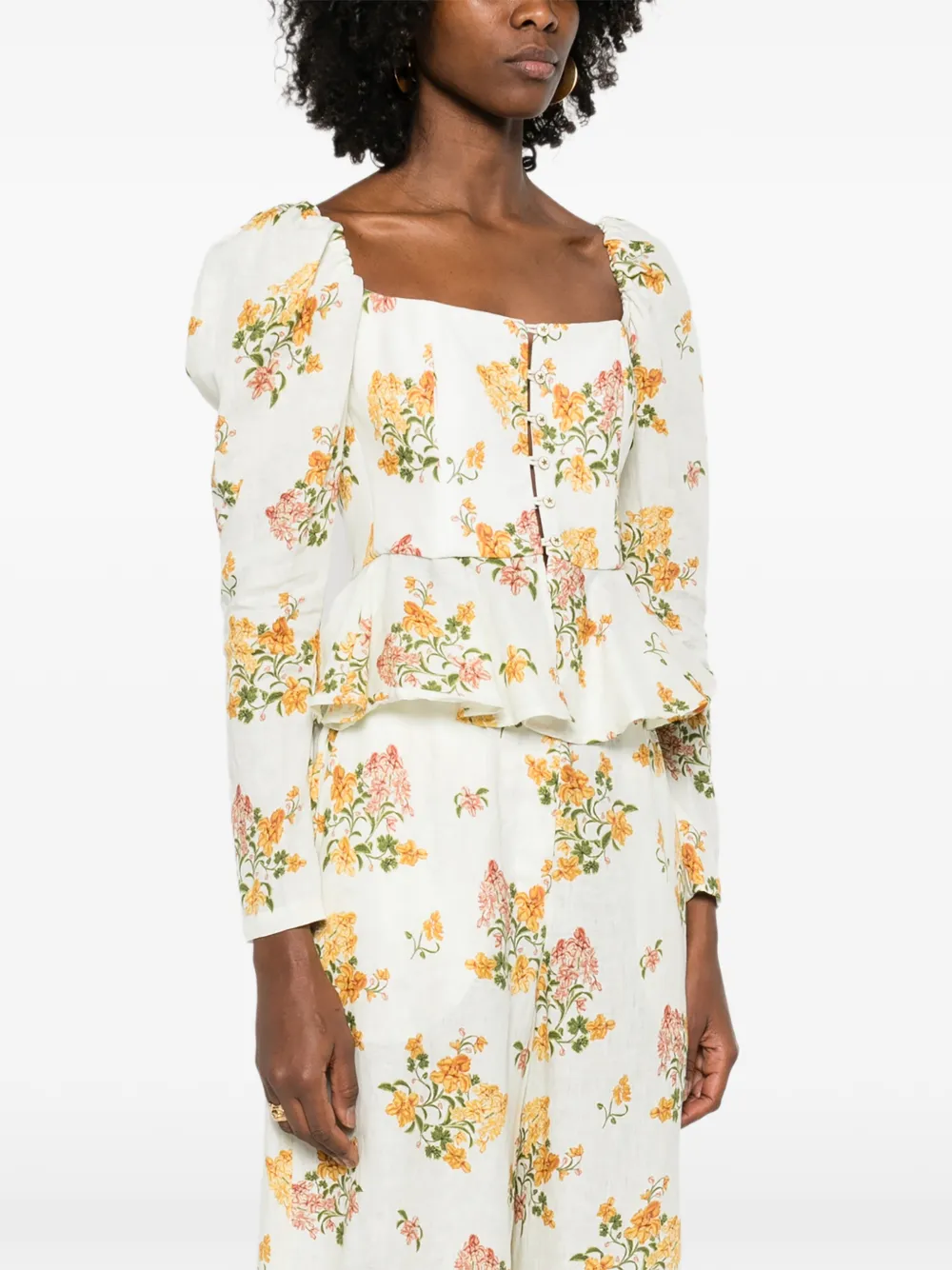 Agua By Agua Bendita Bromelia Cordillera korset top met bloemenprint Wit
