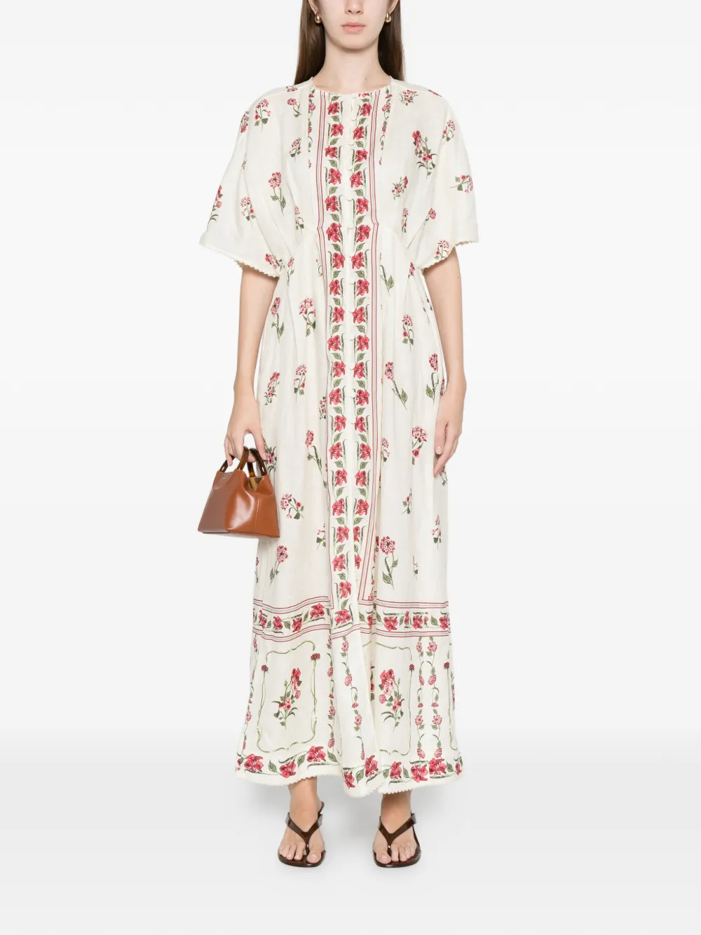 Agua By Agua Bendita Gesto Quebrada floral maxi dress - Beige