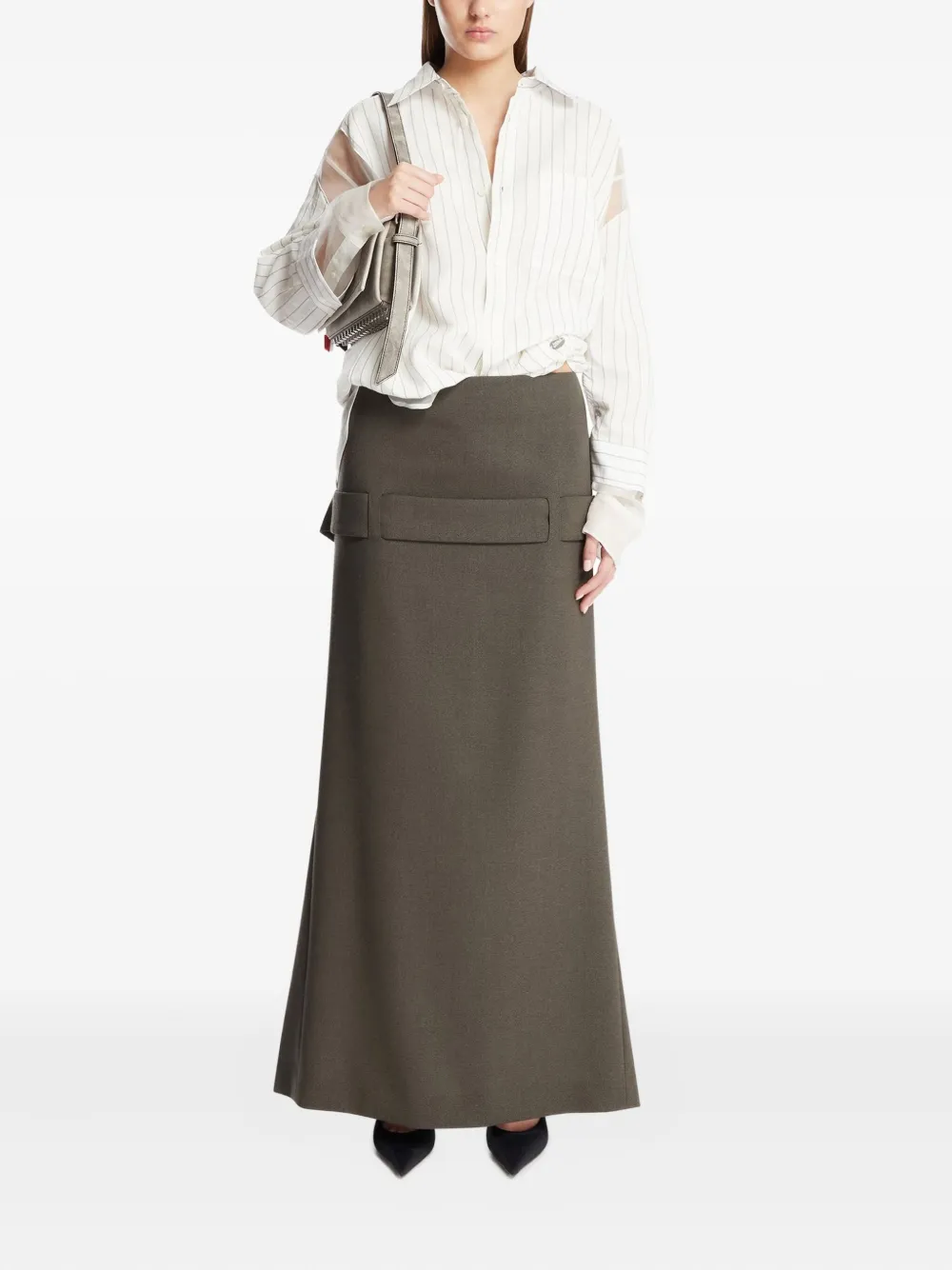 Jean Paul Gaultier pocket-detail long skirt - Groen