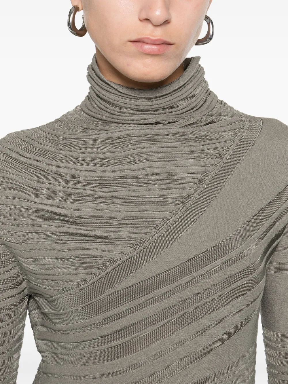 Giorgio Armani Gestreepte maxi-jurk met col Groen