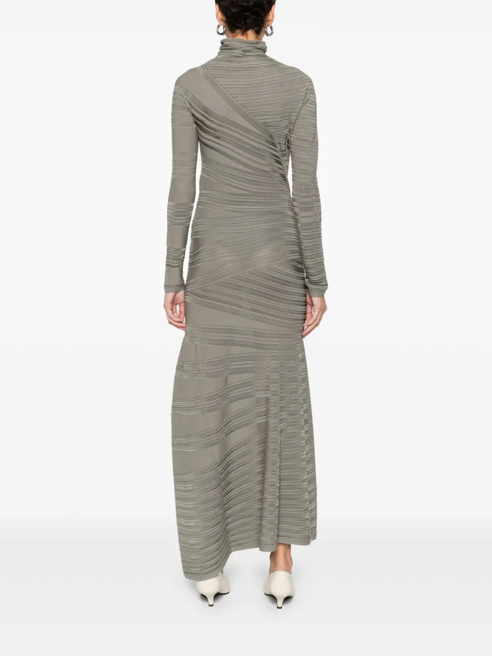 Giorgio Armani Gestreepte maxi-jurk met col Groen