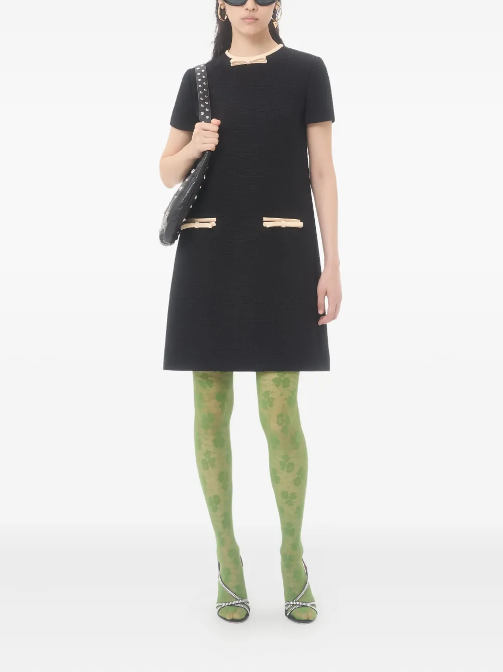 Valentino Garavani Tweed jurk verfraaid met strik - Zwart