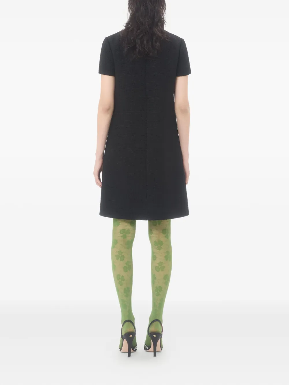 Valentino Short Dress In Plain Wool Tweed In Black