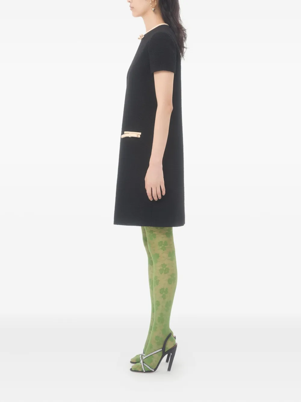 Valentino Short Dress In Plain Wool Tweed In Black