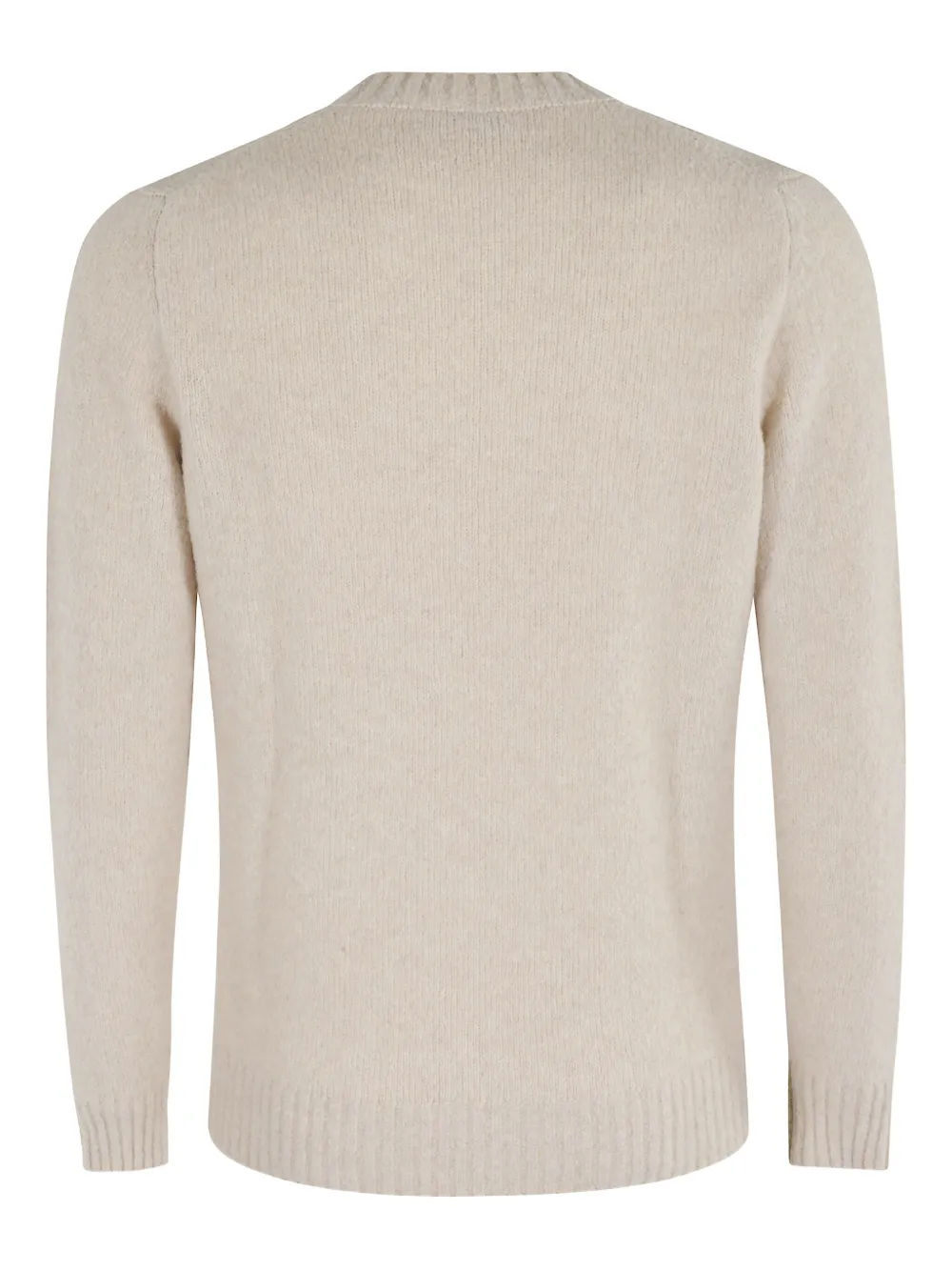 Kangra Cashmere Kangra Classic Crew Neck Sweater With Ribbed Piping In Neutral