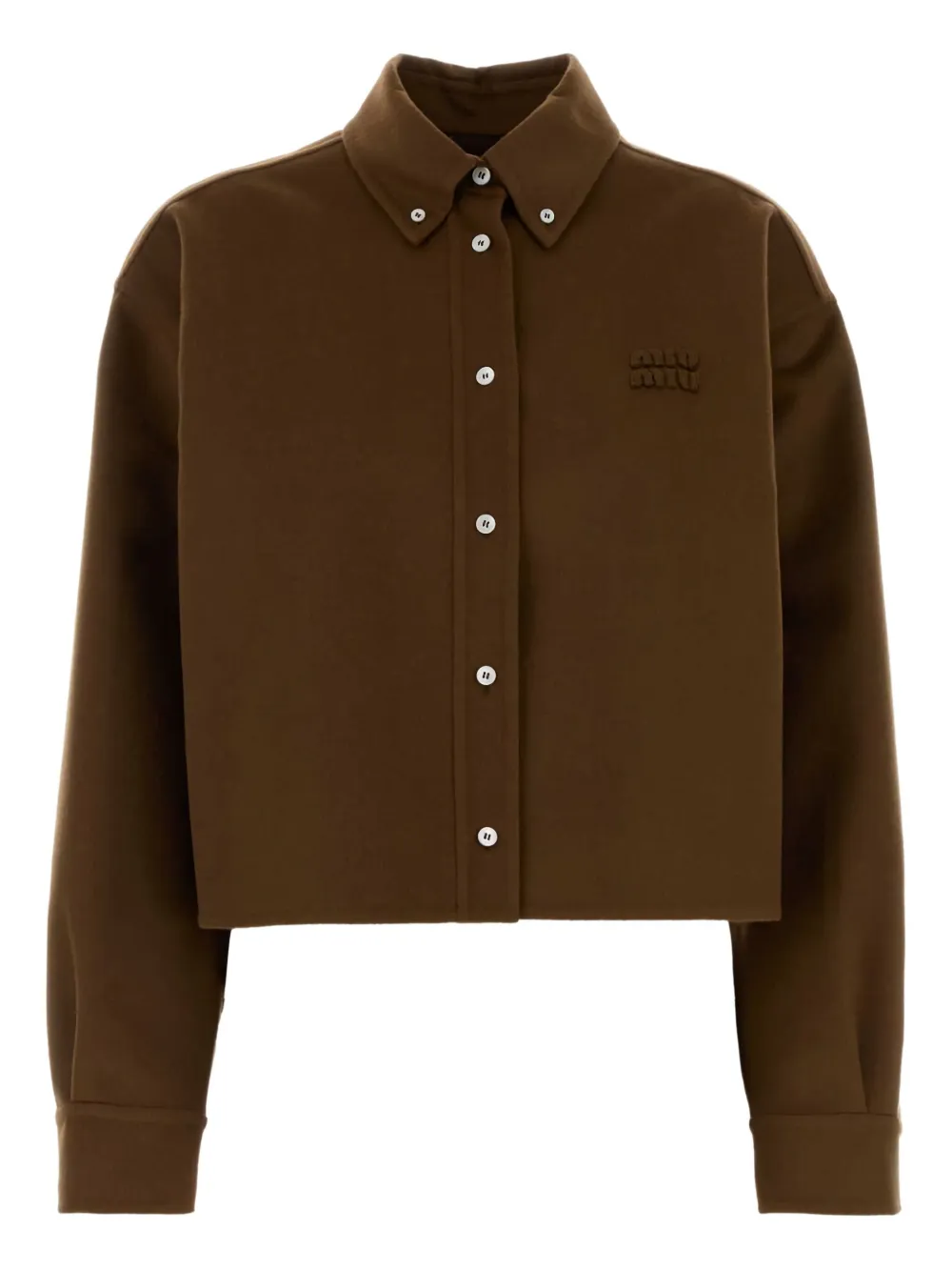 Miu Miu Double Cashmere Shirt In Brown