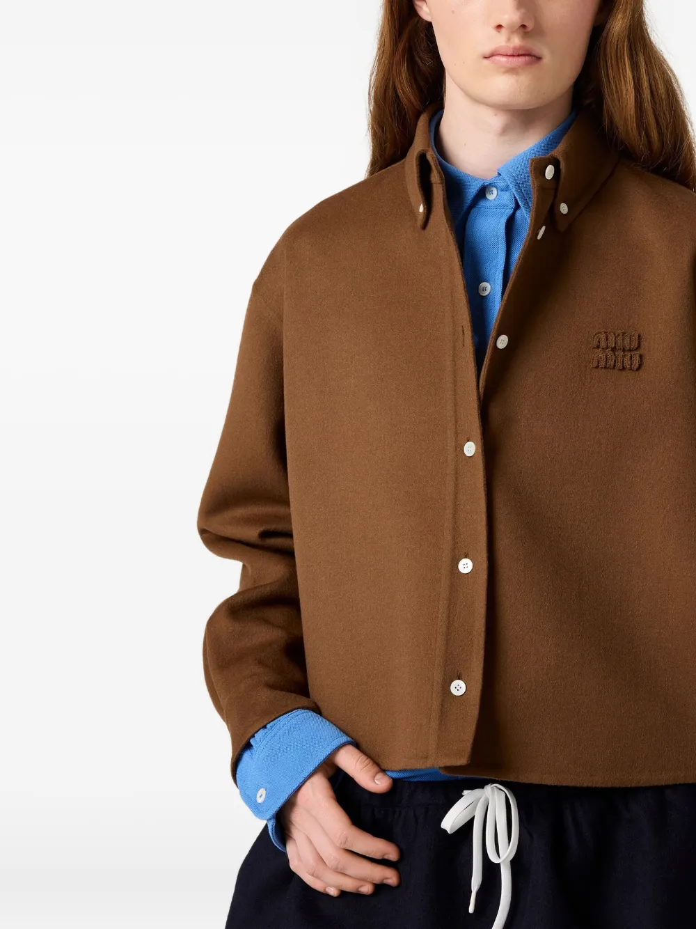 Miu Blouse met geborduurd logo Bruin