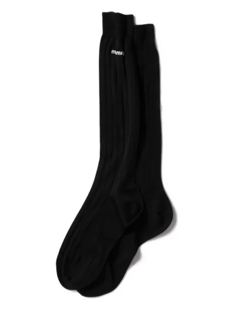 Miu Miu logo-embroidered ribbed socks