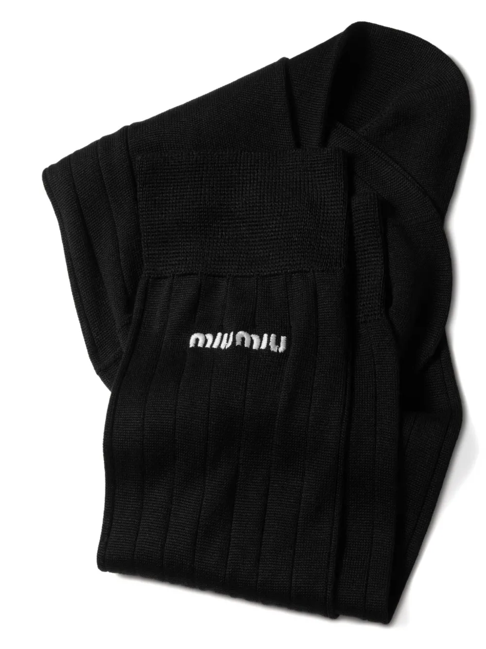 Miu Miu logo-embroidered ribbed socks | Black | Image 1
