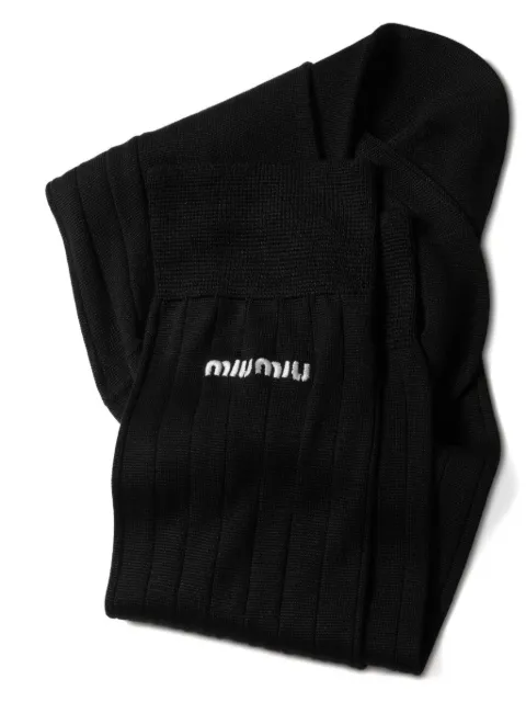 Miu Miu logo-embroidered ribbed socks