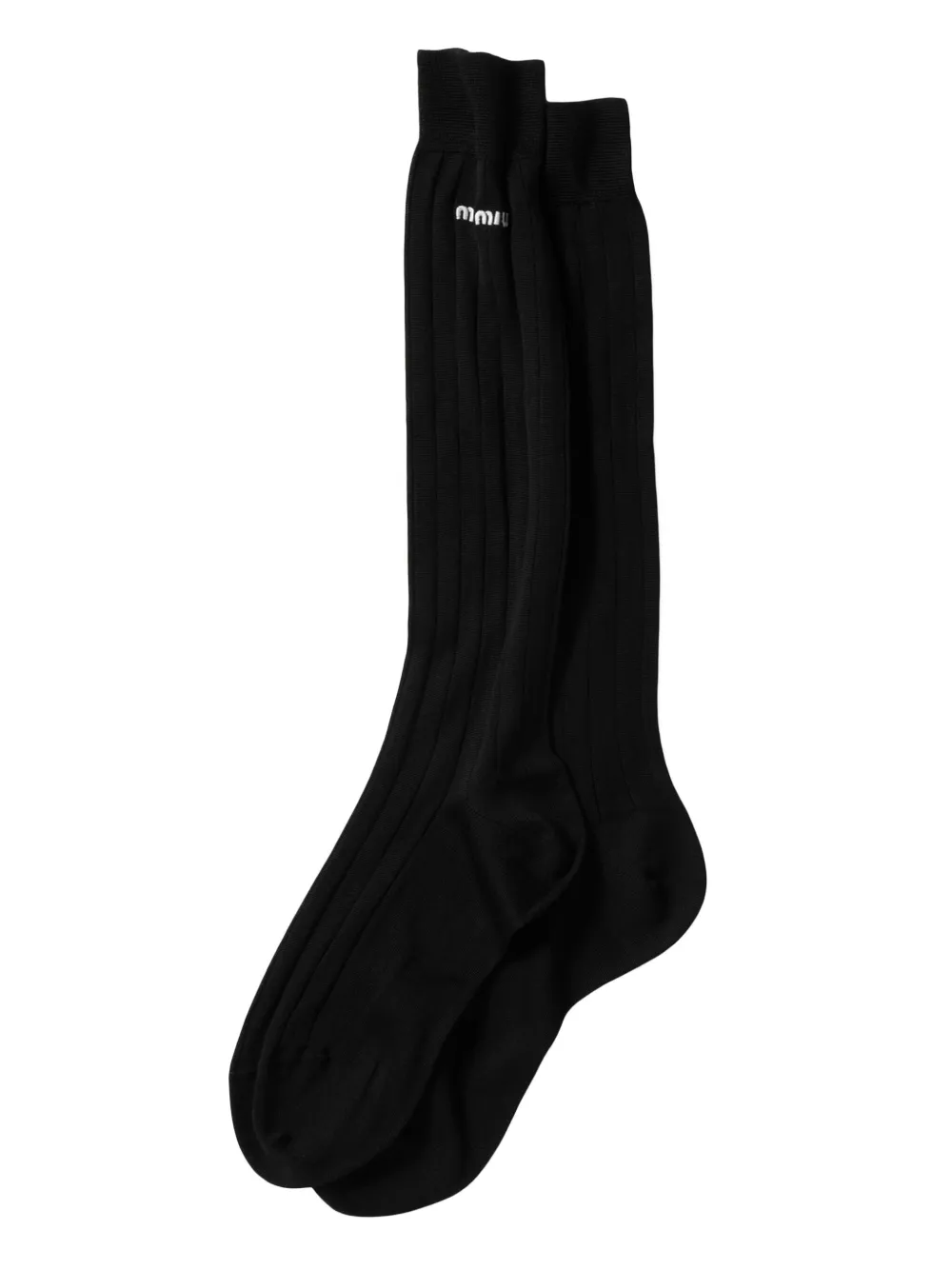Miu Miu logo-embroidered ribbed socks | Image 2