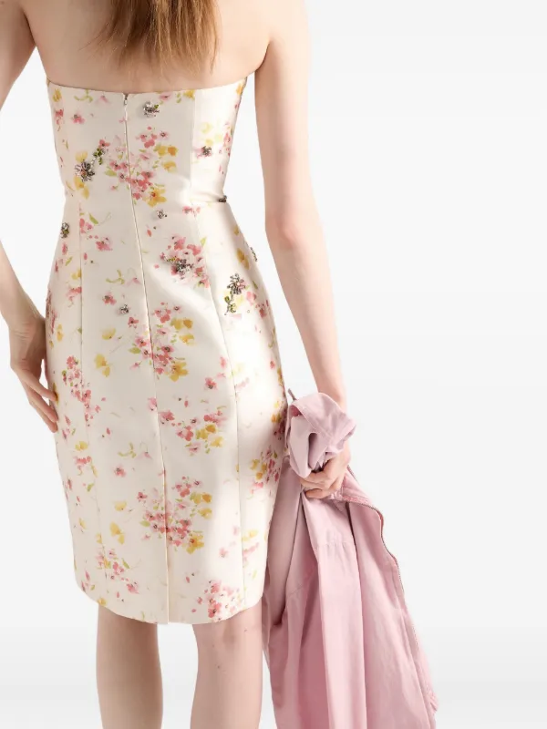 Prada floral-print Embellished Mini Dress | White | FARFETCH