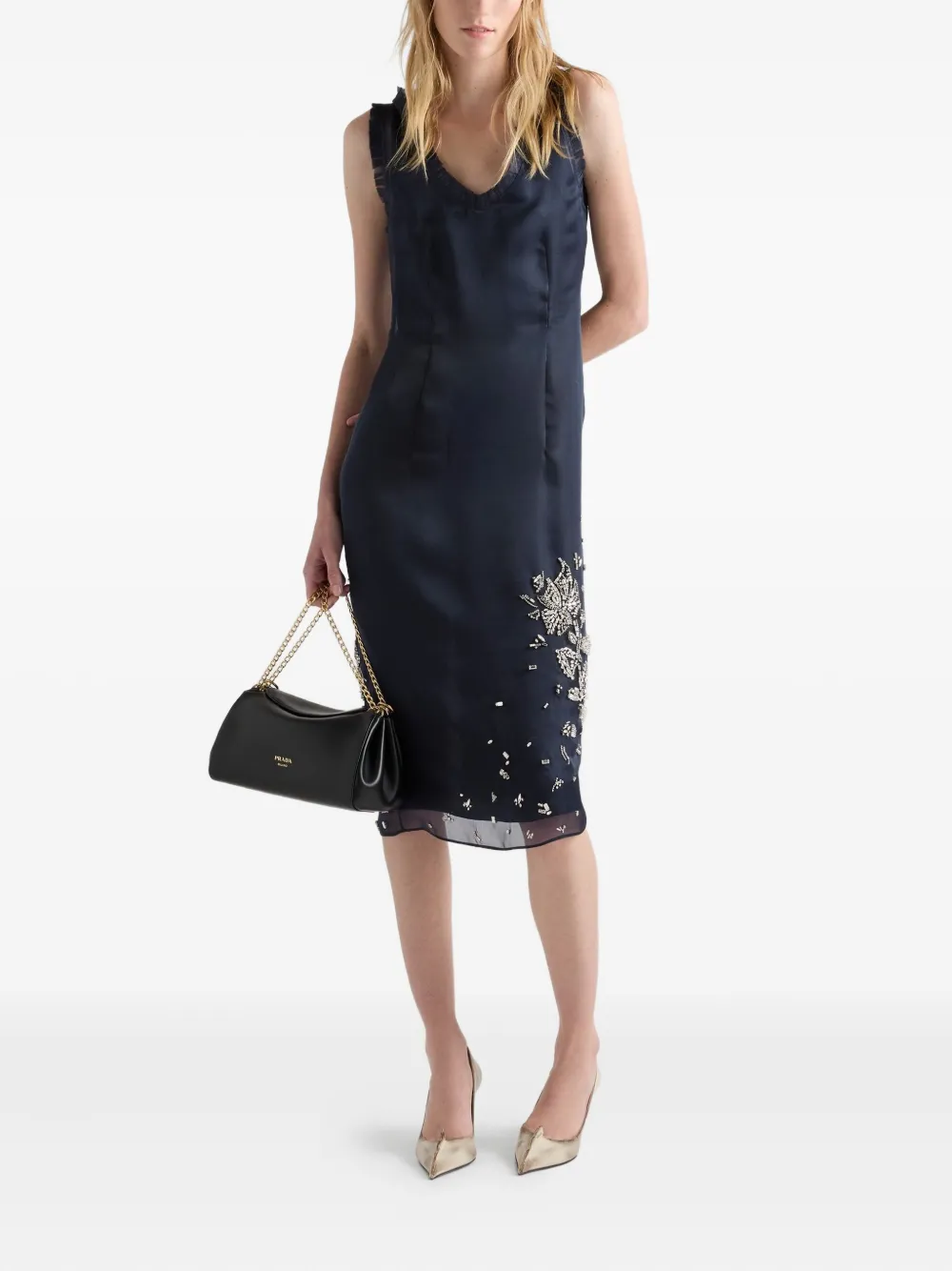 Prada Zijden midi-jurk - Blauw