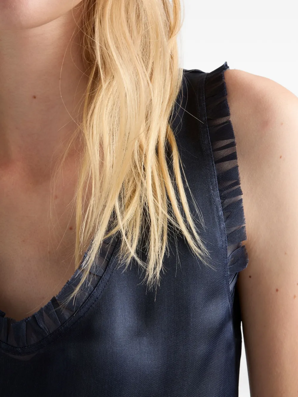 Prada Embroidered Silk Midi Dress In Blue
