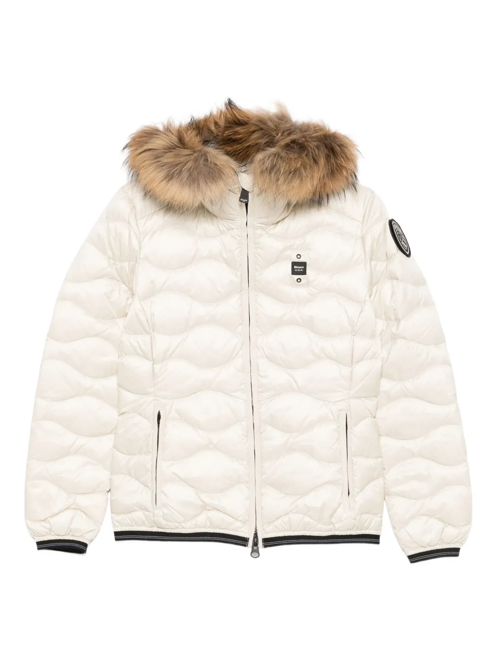 Blauer logo-appliqué hooded puffer jacket | White | Image 1