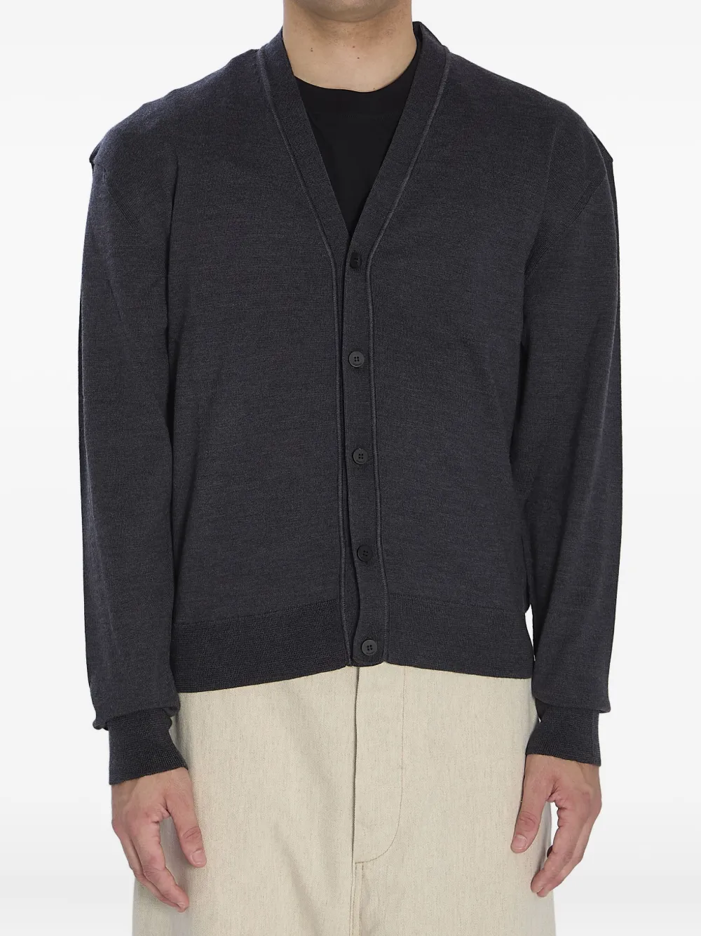 Jacquemus embroidered-logo ribbed cardigan | Grey | Image 1