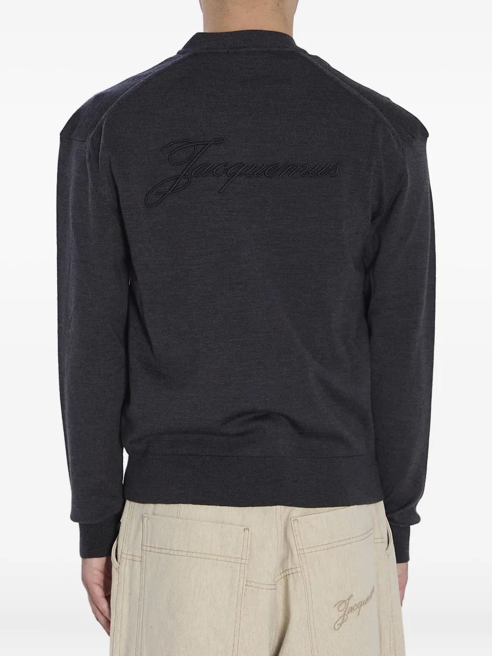 Jacquemus Geribbeld vest met geborduurd logo Grijs