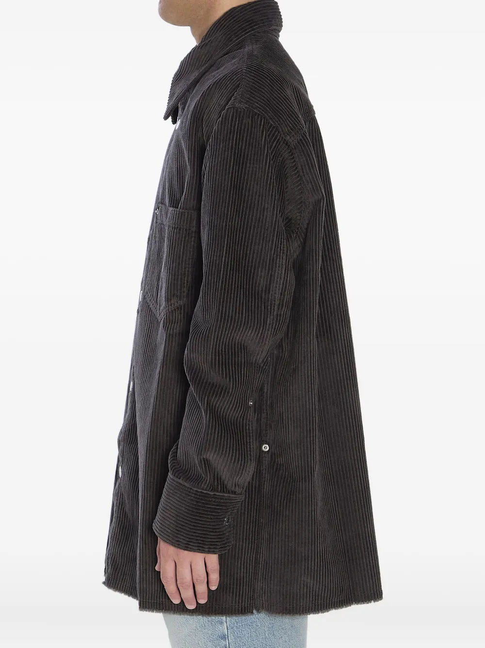 AMI Paris Ribfluwelen shirtjack met opgestikte zak Grijs