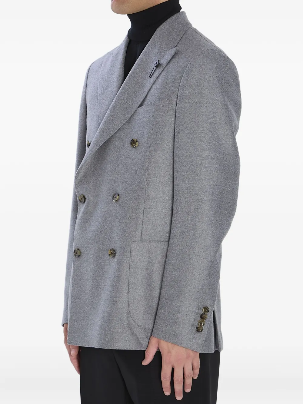 Lardini Double-breasted Virgin Wool Jacket With Peaked Lapels In Gray